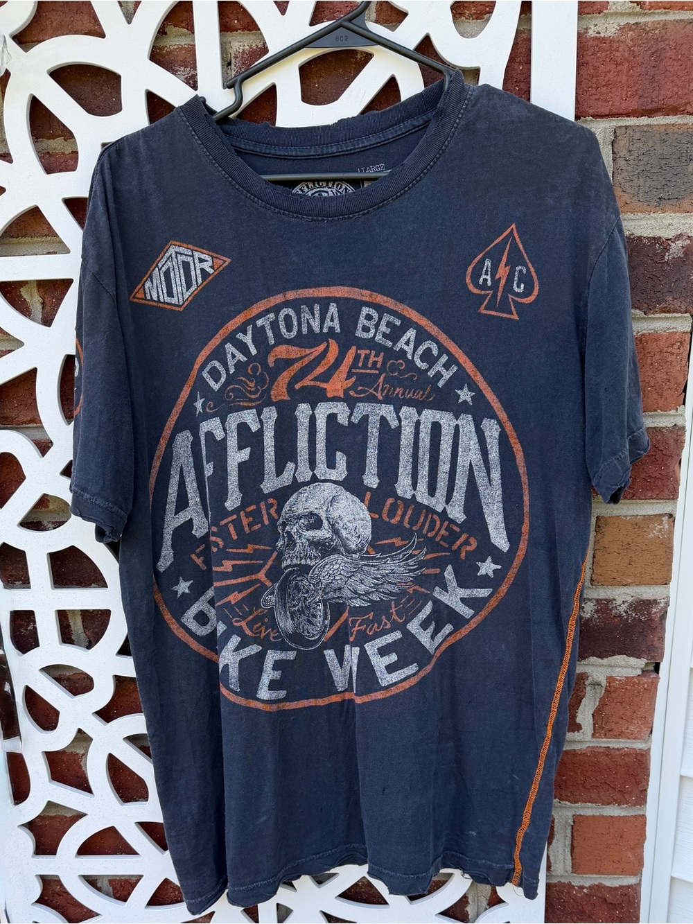 Affliction Daytona Beach Bike Week Skull Graphic Tee Men’s Large